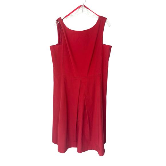 Talbots Plus Dressy Cocktail Hour Stretch Red V-Neck Fit and Flare Dress Size 16 - Picture 1 of 12